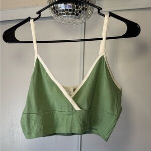 Tilly's Green and White Crop Top